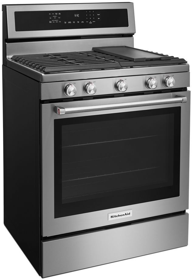 KitchenAid® 30" Stainless Steel Freestanding Gas Range-3