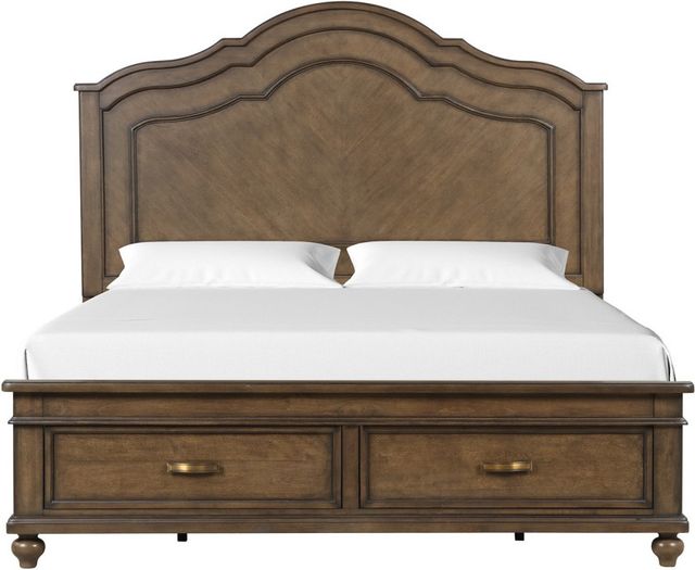 New Classic® Home Furnishings Canterbury Walnut Queen Panel Storage Bed-1