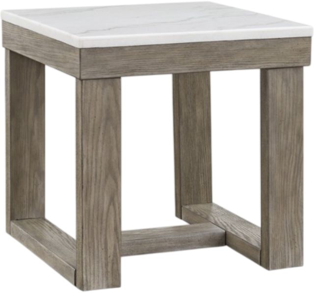 American Wholesale Furniture Temaki White End Table with Oak Base-0