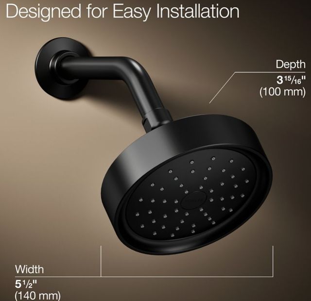 KOHLER® Purist® Matte Black 2.5 GPM Single-Function Showerhead-3