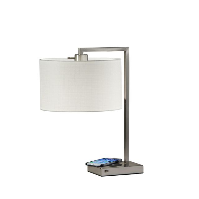 Adesso® Austin Brushed Steel AdessoCharge Table Lamp-0