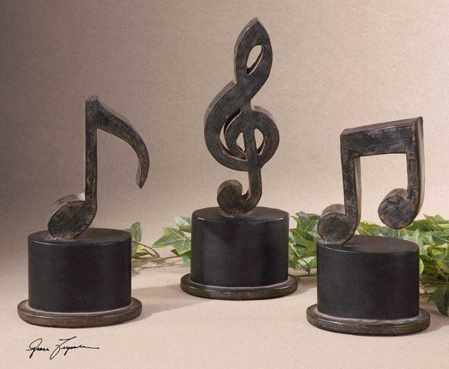 Uttermost Aged Black Music Notes Sculpture-1