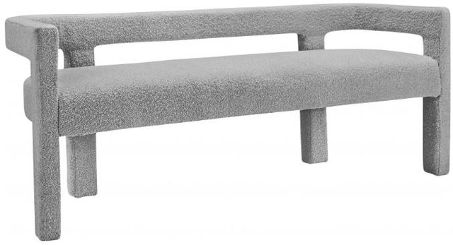 Meridian Furniture Athena Grey Boucle Fabric Upholstered Bench-0