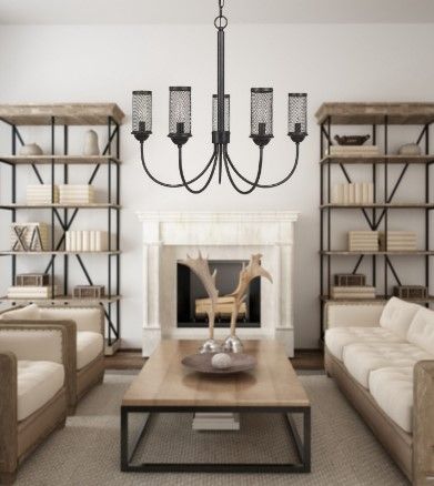Cal® Lighting & Accessories Fulton Textured Bronze Chandelier-1