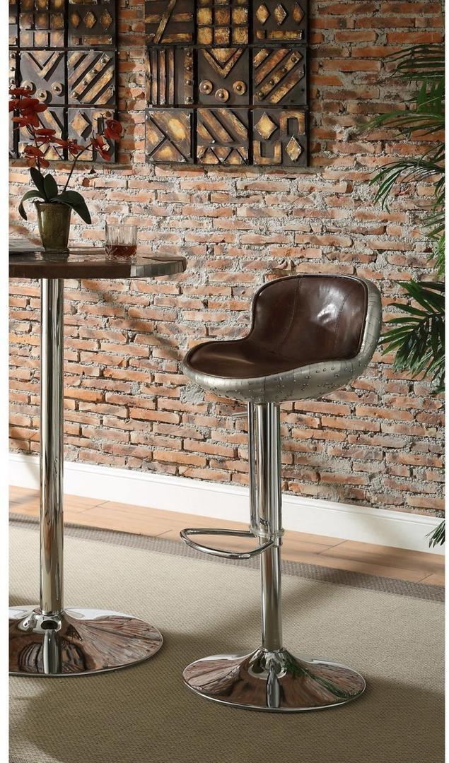 ACME Furniture Brancast Vintage Brown Swivel Adjustable Stool