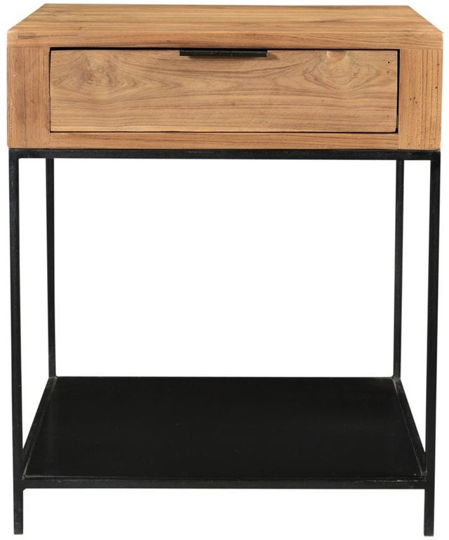 Moe's Home Collection Joliet Natural Side Table with Black Metal Frame-1