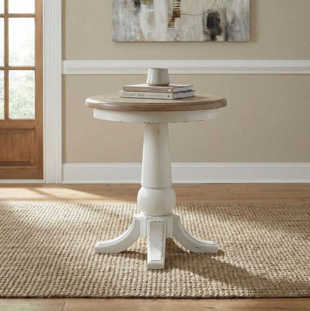 Liberty Furniture Turnberry Park Toasted Oat Round End Table with Washed White Base-1