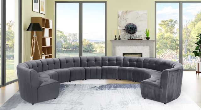Meridian Furniture Limitless 12-Piece Grey Velvet Modular Sectional-1