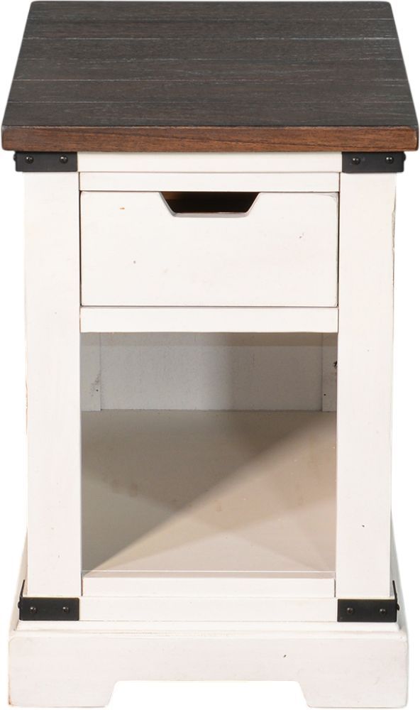 Sunny Designs™ French Country Brown Chair Side Table with White Base-2