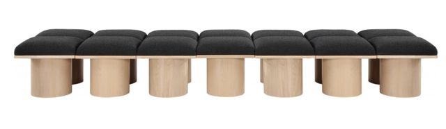 Meridian Furniture Pavilion 14-Piece Black/Natural 109" Modular Bench Set-1