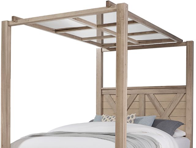 Artisan & Post by Vaughan-Bassett Cool Rustic Clear Maple King Mirrored Canopy Bed-3