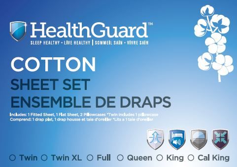 HealthGuard™ Luxury Egyptian Cotton Light Blue Queen Sheet Set