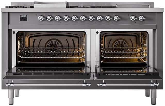 Ilve® Nostalgie II Series 60" Graphite Matte Pro Style Dual Fuel Range-1