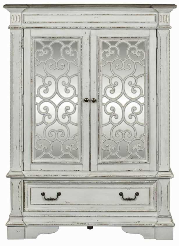 Liberty Furniture Abbey Park Antique White/Weathered Brown Mirrored Door Chest-2