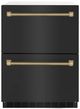 ZLINE Autograph Edition Touchstone 24 " 4.6 Cu. Ft. Black Stainless Steel Doors and Champagne Bronze Helix Handles 168 Can Outdoor-Rated Dual Refrigerator Drawer -0