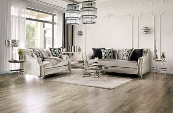 Furniture of America® Elicia Silver Loveseat-1