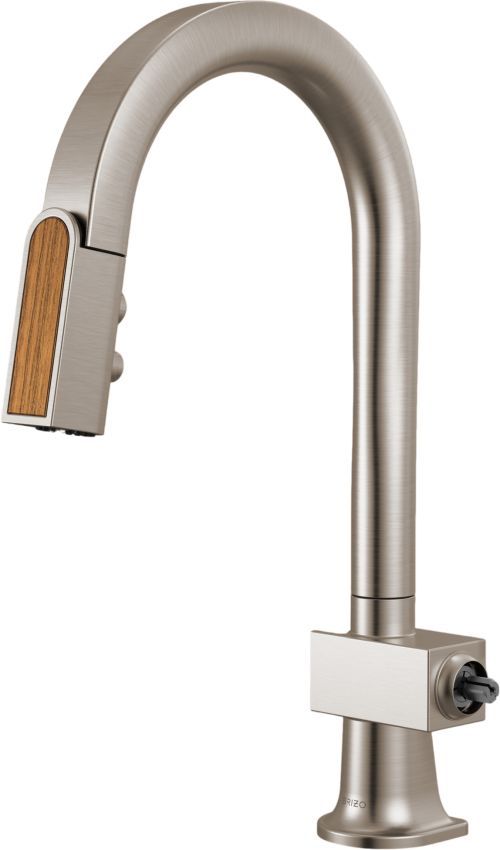 Brizo Frank Lloyd Wright® Brilliance® Stainless Prep Faucet with Arc Spout and Wood Wand-0
