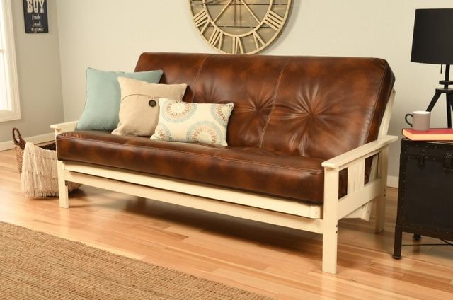 Kodiak Furniture Monterey Oregon Trail Saddle/Antique White Full Futon with Mattress-2