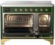 Ilve® Majestic III 48" Emerald Green Pro Style Induction Range with Solid Door and Brass Trim-1