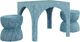 TOV Furniture Tomlin 3-Piece Teal Game Table and Two Ottomans Set-0