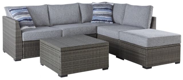 Signature Design by Ashley® Petal Road 4-Piece Gray Aluminum/Fabric Outdoor Conversation Set-0