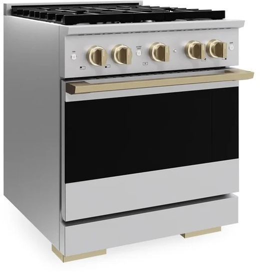 ZLINE Marino 30" Stainless Steel Pro Style Gas Range with Champagne Bronze Accents-3