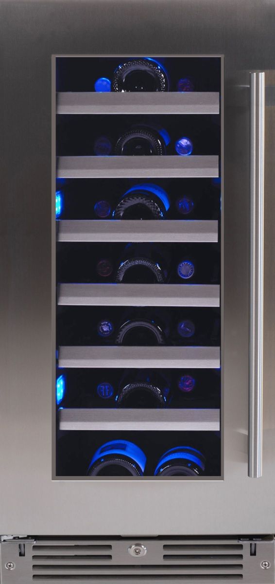 XO 15" 3.3 Cu. Ft. Fingerprint Resistant Stainless Steel Wine Cooler with Left Hinge Glass Door-0