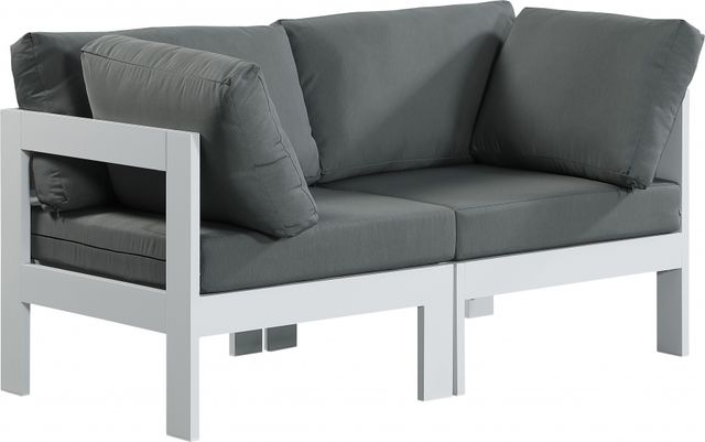 Meridian Furniture Nizuc 2-Piece Gray/White Aluminum/Fabric Outdoor Patio Modular Loveseat-0