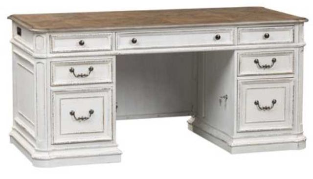Liberty Furniture Magnolia Manor Antique White Credenza and Hutch-1