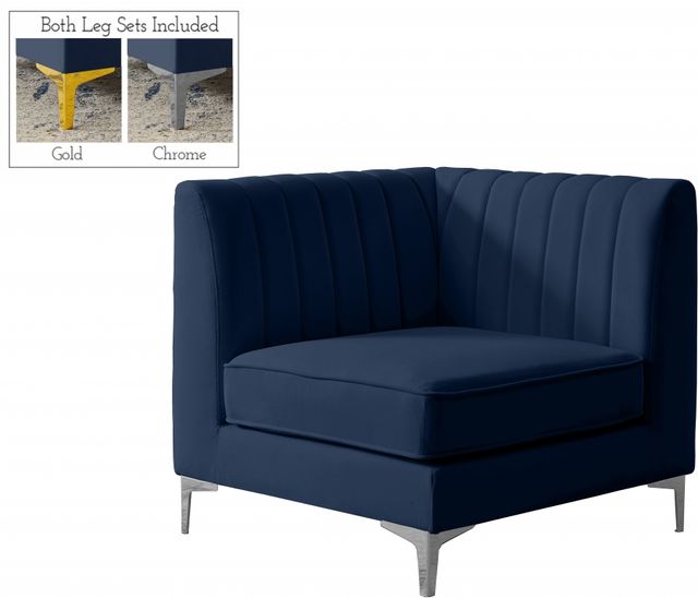 Meridian Furniture Alina Navy Velvet Corner Chair-1