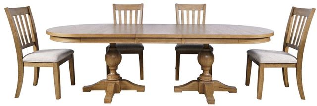 Jofran Inc. Brentwood Cascade Oak 102" Double Pedestal Dining Table-1