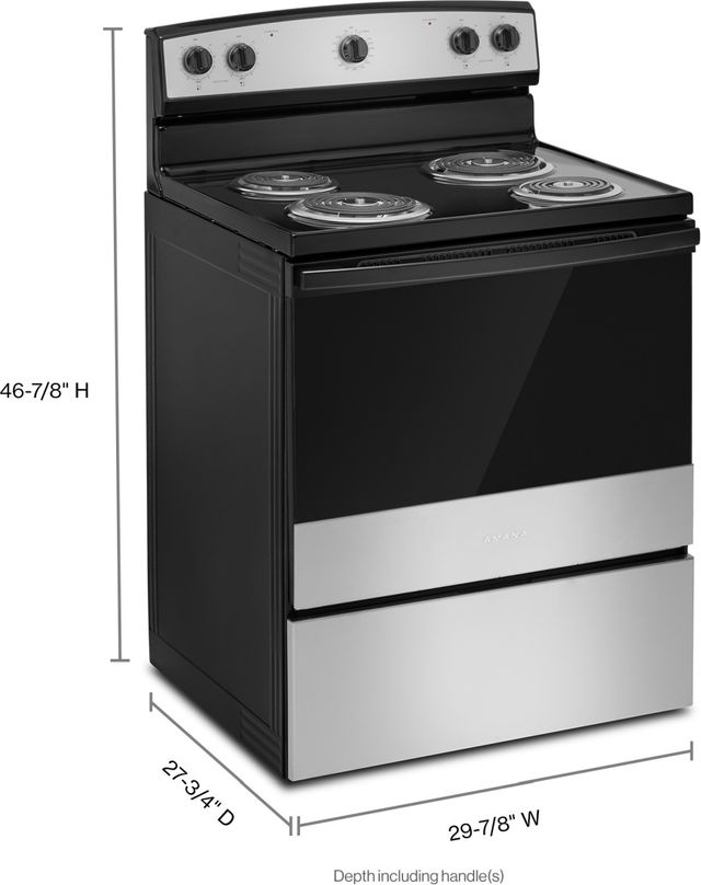 Amana® 30" Stainless Steel Freestanding Electric Range with SpillSaver™ Upswept Cooktop and Easy Clean Glass Door-2