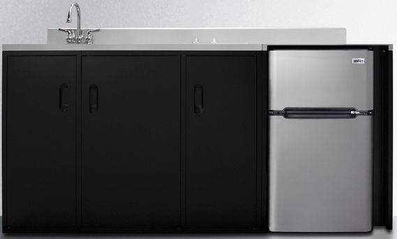 Summit® 72" Black and Stainless Steel All-In-One Kitchenette-0