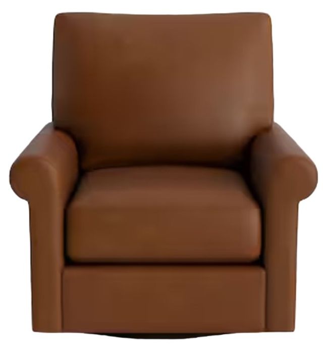 Bassett® Furniture Customizable Benchmade Premier Leather Roll Arm Swivel Chair-1