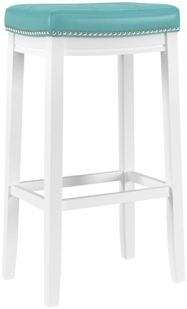 Linon Claridge Teal/White Bar Stool-0