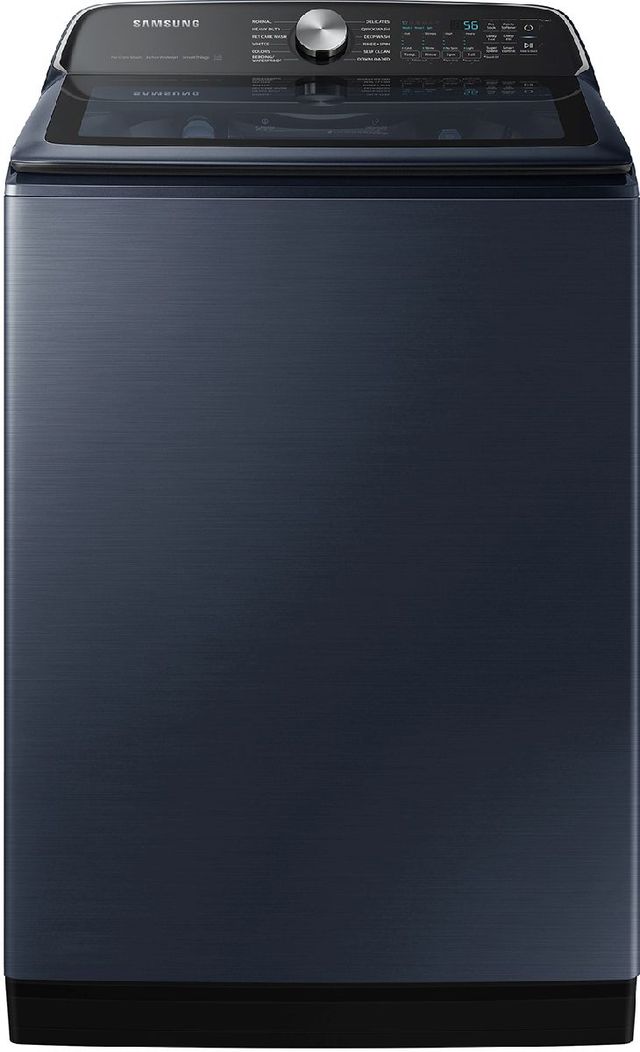 Samsung Brushed Navy Top Load Washer & Gas Dryer Laundry Pair-1