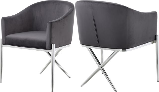 Meridian Furniture Xavier Gray/Chrome Velvet Dining Chair-3