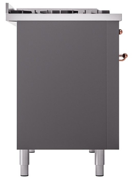 Ilve® Nostalgie II Noblesse 48'' Graphite Matte Pro Style Dual Fuel Range with Copper Trim-2
