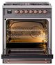 Ilve® Nostalgie II Noblesse 30" Graphite Matte Pro Style Dual Fuel Range with Copper Trim-2