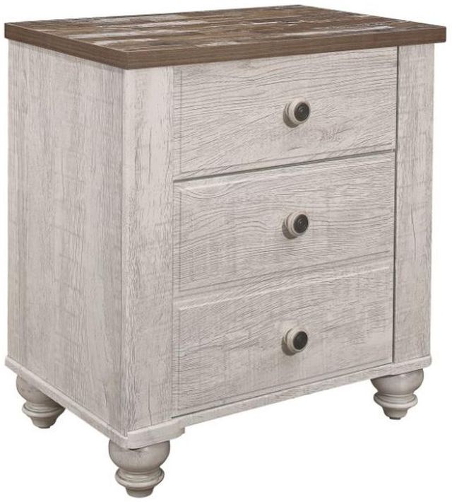 Mazin Furniture Nashville Antique White and Brown Nightstand-1