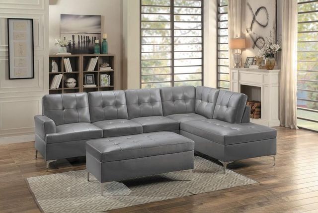 Homelegance® Barrington Gray Bi-Cast Vinyl Ottoman-2
