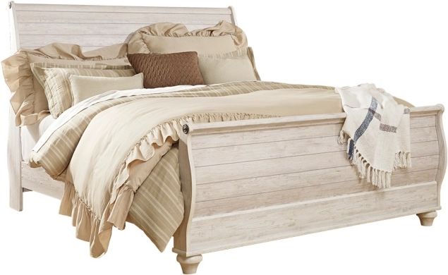 Signature Design by Ashley® Willowton 5-Piece Whitewash King Sleigh Bed Set-1