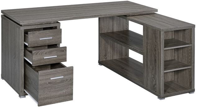 Coaster® Yvette Weathered Grey L-Shape Office Desk-1