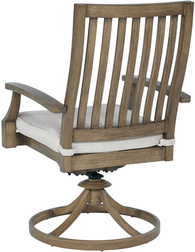Signature Design by Ashley® Rainier Ranch 2-Piece Beige/Brown Aluminum/Nuvella Outdoor Swivel Chair-5
