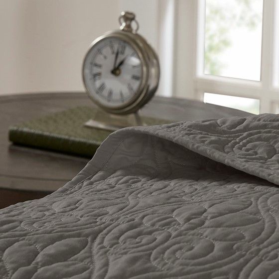 Olliix by Madison Park Quebec Dark Grey Full Reversible Bedspread Set-2