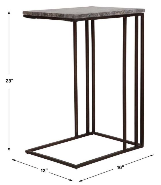 Uttermost® Theodore Titanium Accent Table with Dark Bronze Base-2