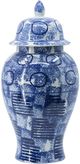 A & B Home Blue/White Ginger Jar-0