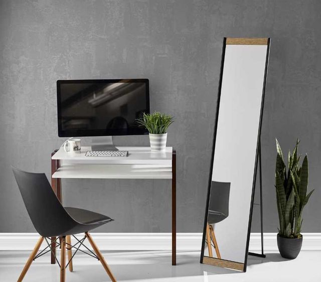 Adesso® Albert Black Floor Mirror with Natural Paper-4