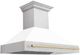 ZLINE Autograph Edition 48" Satin Stainless Steel Wall Mounted Range Hood ith White Matte Shell and Polished Gold Handle -0