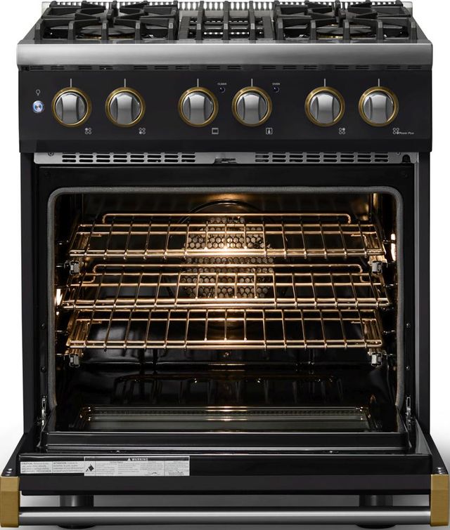 Viking® 5 Series 30" Onyx Pro Style Dual Fuel (NG) Range with Brushed Brass Trim-1